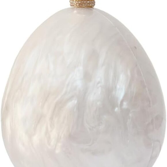 Women Acrylic Evening Clutch Glitter Marble Purse with Pearl Chain for Party - Picture 1 of 6